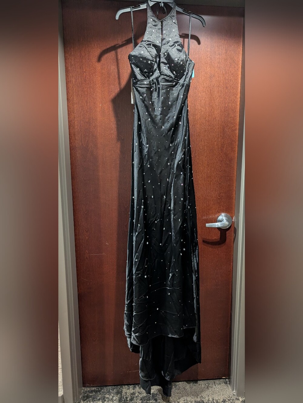 Satin by Riva Designs HB7856 Size 4 Black Prom Dress